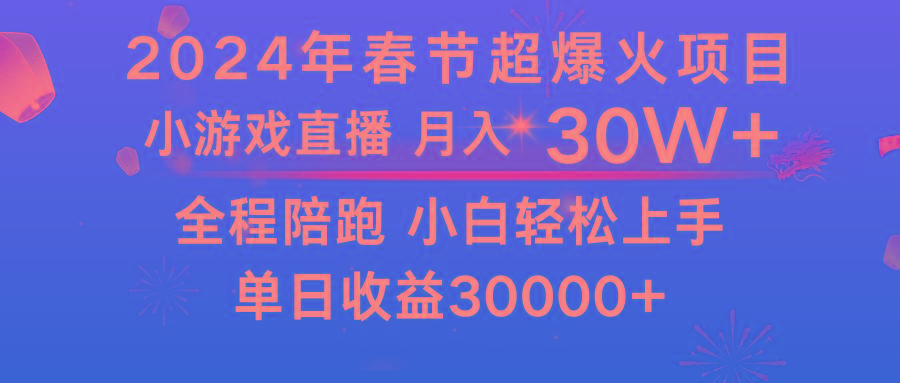 龙年2024过年期间，最爆火的项目 抓住机会 普通小白如何逆袭一个月收益30W+-木白网创