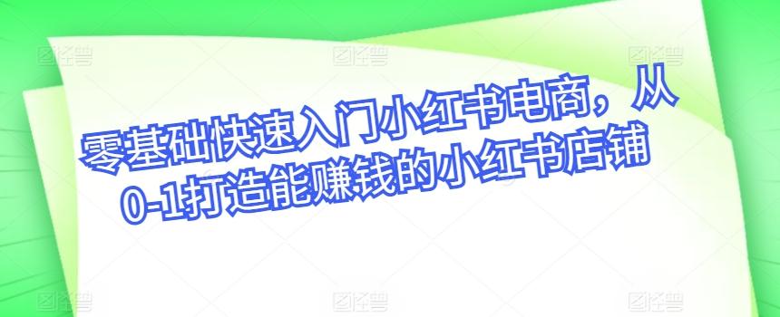 零基础快速入门小红书电商，从0-1打造能赚钱的小红书店铺-木白网创