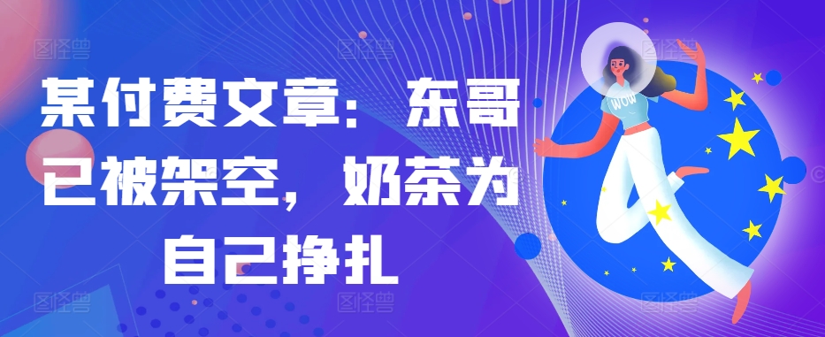 某付费文章：东哥已被架空，奶茶为自己挣扎!!-木白网创