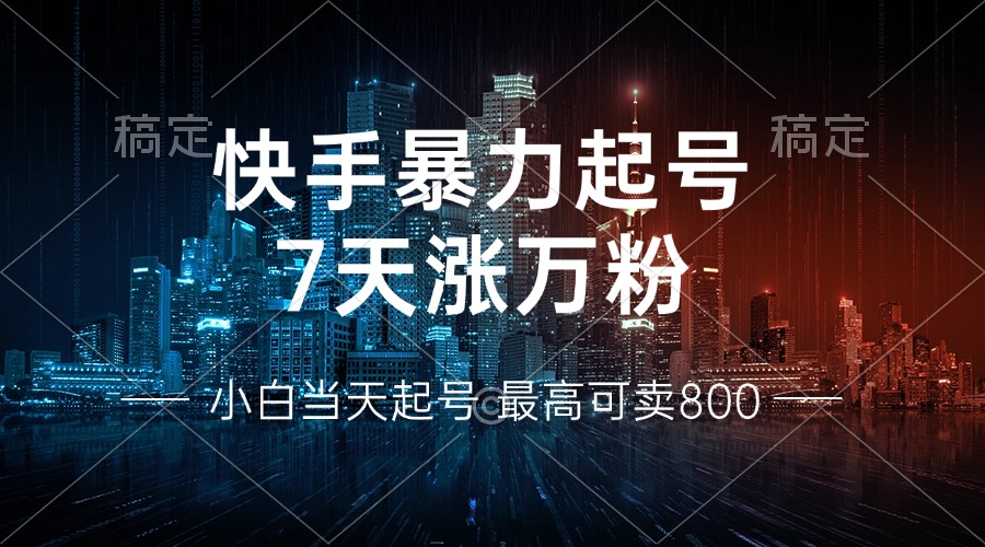 快手暴力起号，7天涨万粉，小白当天起号 多种变现方式，账号回收，单月…-木白网创