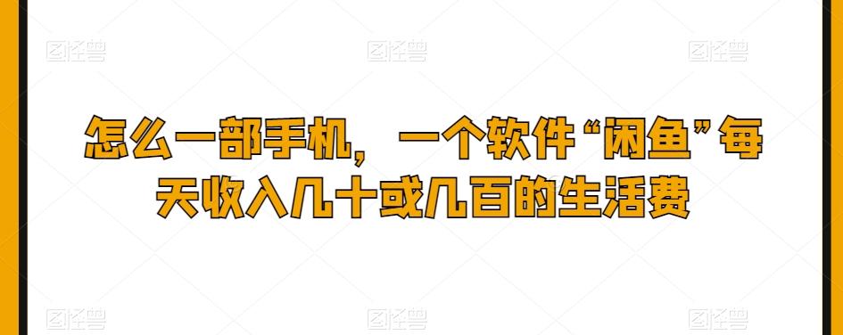 怎么一部手机，一个软件“闲鱼”每天收入几十或几百的生活费-木白网创