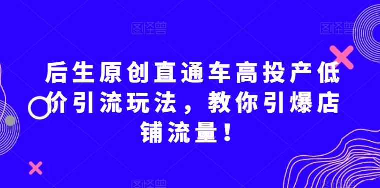 后生原创直通车高投产低价引流玩法，教你引爆店铺流量！-木白网创