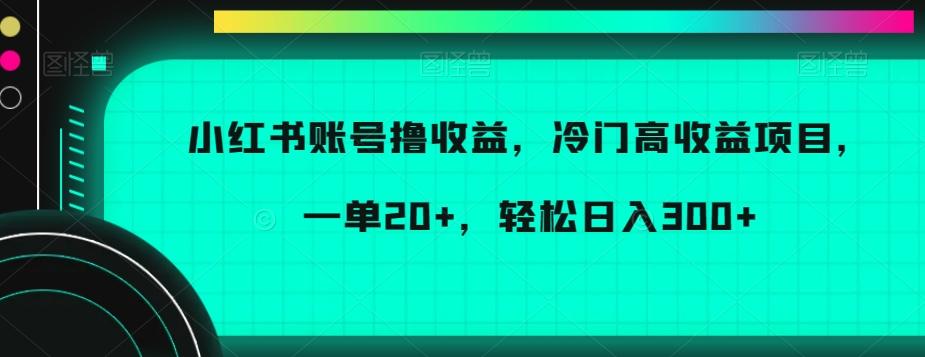 小红书账号撸收益，冷门高收益项目，一单20+，轻松日入300+【揭秘】-木白网创
