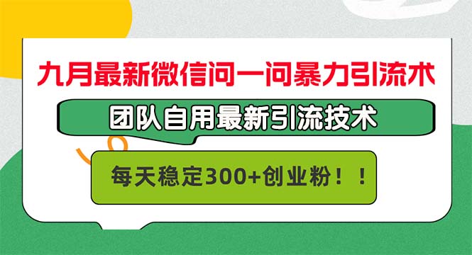九月最新微信问一问暴力引流术，团队自用引流术，每天稳定300+创…-木白网创