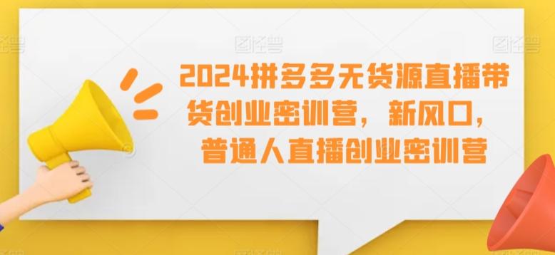 2024拼多多无货源直播带货创业密训营，新风口，普通人直播创业密训营-木白网创