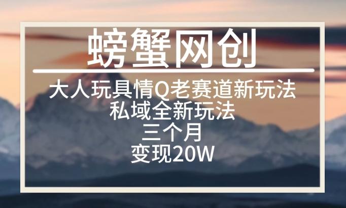 大人玩具情Q用品赛道私域全新玩法，三个月变现20W，老项目新思路【揭秘】-木白网创