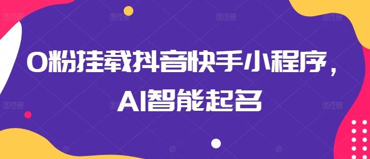 0粉挂载抖音快手小程序，AI智能起名-木白网创