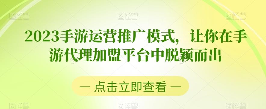 2023手游运营推广模式，让你在手游代理加盟平台中脱颖而出-木白网创
