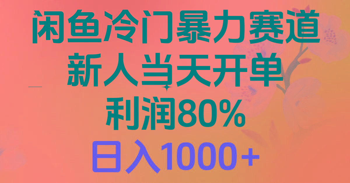 2024闲鱼冷门暴力赛道，新人当天开单，利润80%，日入1000+-木白网创