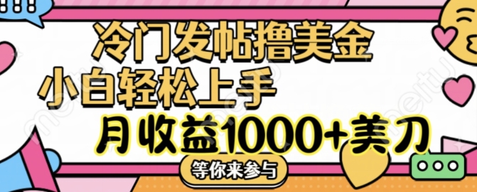冷门发帖撸美金项目，月收益1000+美金，简单无脑，干就完了【揭秘】-木白网创