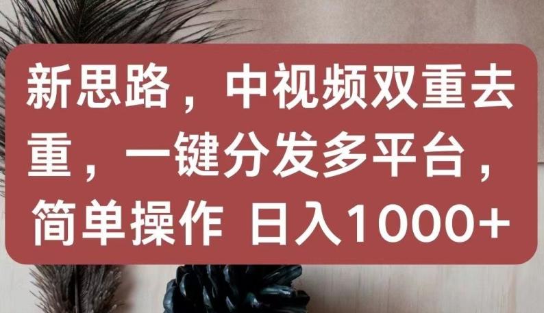 新思路，中视频双重去重，一键分发多平台，简单操作，日入1000+【揭秘】-木白网创