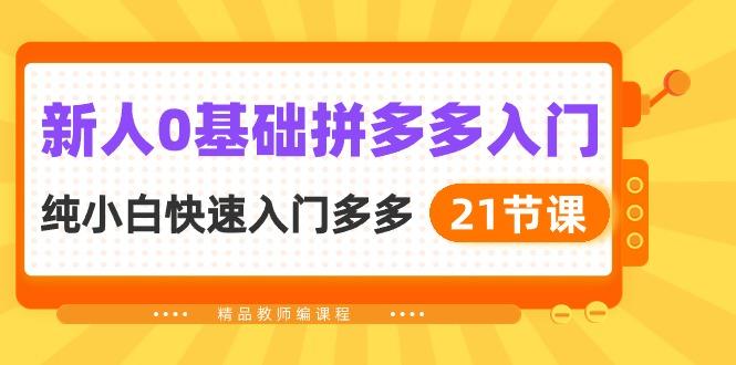 新人0基础拼多多入门，​纯小白快速入门多多(21节课-木白网创
