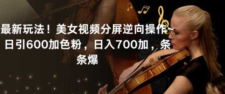 最新玩法！美女视频分屏逆向操作~日引600加色粉，日入700加，条条爆【揭秘】-木白网创