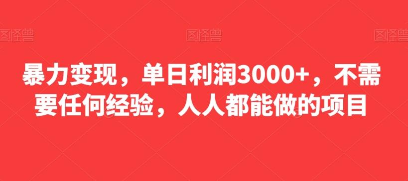 暴力变现，单日利润3000+，不需要任何经验，人人都能做的项目-木白网创
