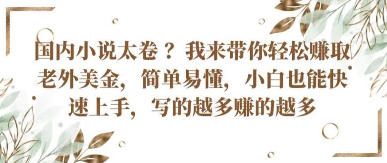 国内小说太卷 ?带你轻松赚取老外美金，简单易懂，小白也能快速上手，写的越多赚的越多【揭秘】-木白网创