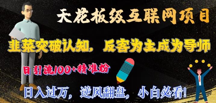 天花板级互联网项目，韭菜突破认知，反客为主成为导师，日引流100+精准粉-木白网创