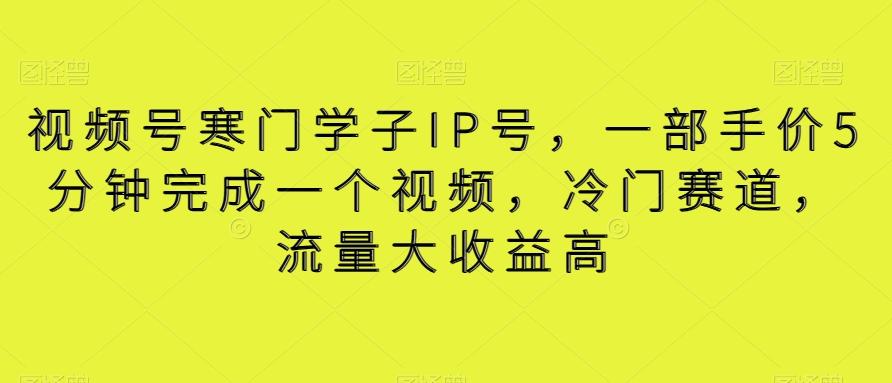 视频号寒门学子IP号，一部手价5分钟完成一个视频，冷门赛道，流量大收益高【揭秘】-木白网创