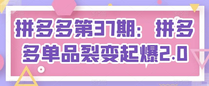 拼多多第37期：拼多多单品裂变起爆2.0-木白网创