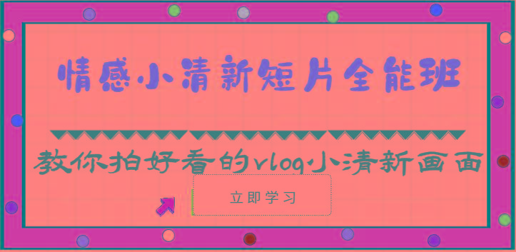 情感小清新短片全能班-教你拍好看的vlog小清新画面(30节课)-木白网创