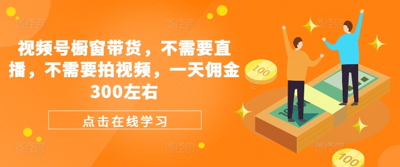视频号橱窗带货，不需要直播，不需要拍视频，一天佣金300左右-木白网创