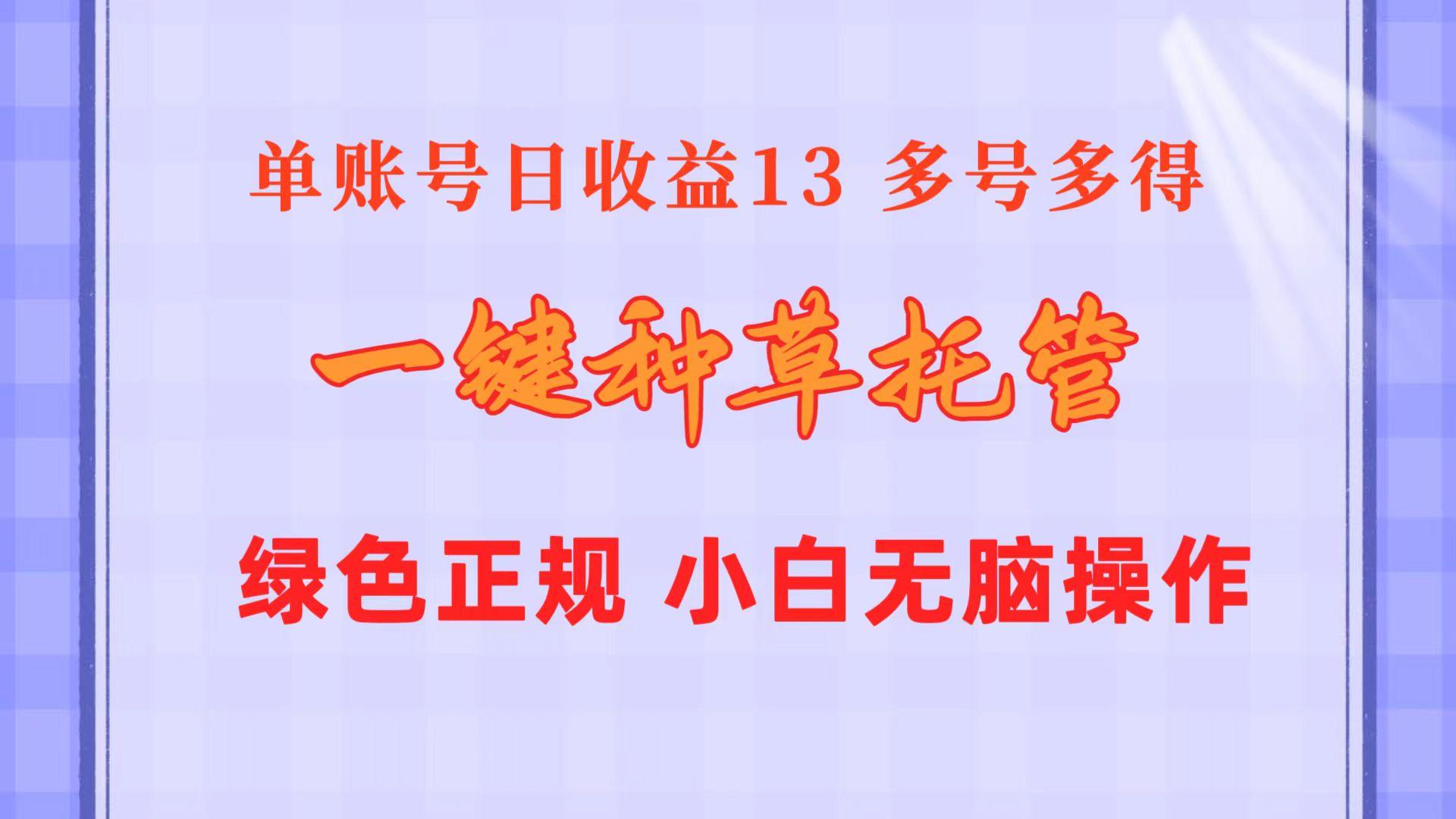 一键种草托管 单账号日收益13元  10个账号一天130  绿色稳定 可无限推广-木白网创