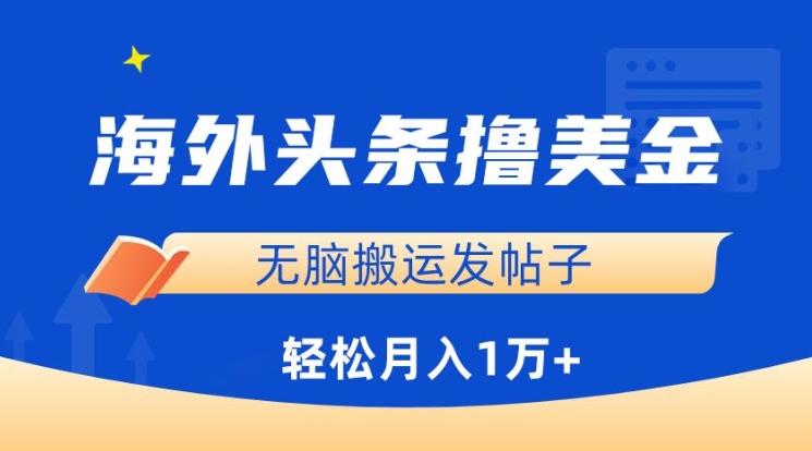 海外头条撸美金，无脑搬运发帖子，月入1万+，小白轻松掌握【揭秘】-木白网创