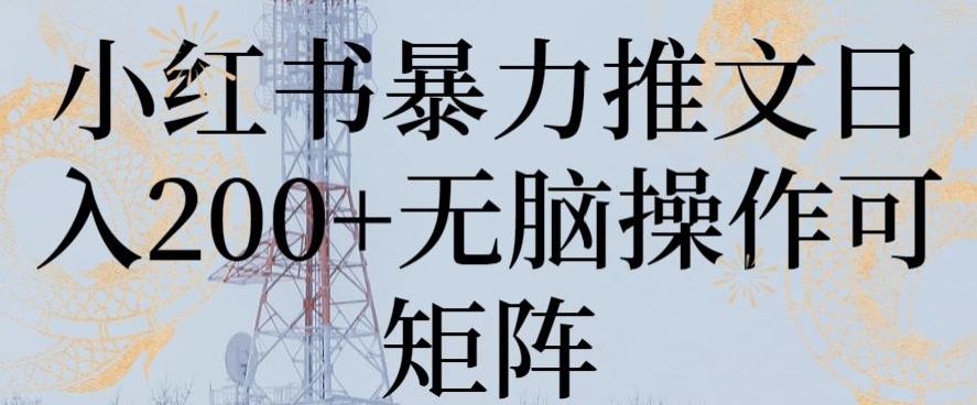 小红书暴力推文日入200+无脑操作可矩阵【揭秘】-木白网创