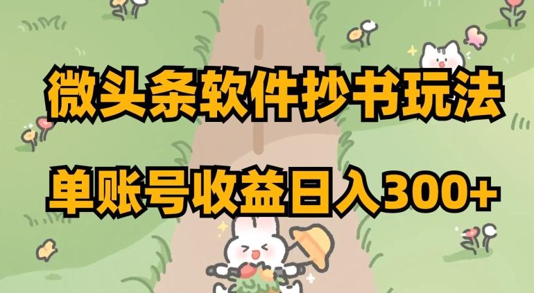 微头条软件抄书玩法，单账号收益日入300+【揭秘】-木白网创
