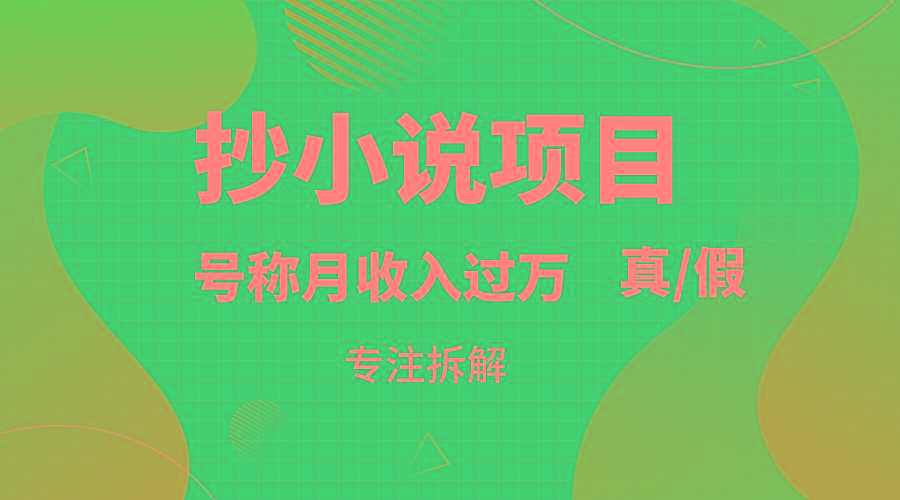 抄小说项目，号称月入过万，到底是否真实，能不能做，详细拆解-木白网创