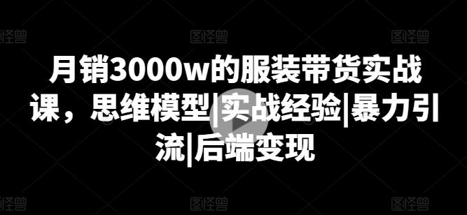月销3000w的服装带货实战课，思维模型|实战经验|暴力引流|后端变现-木白网创