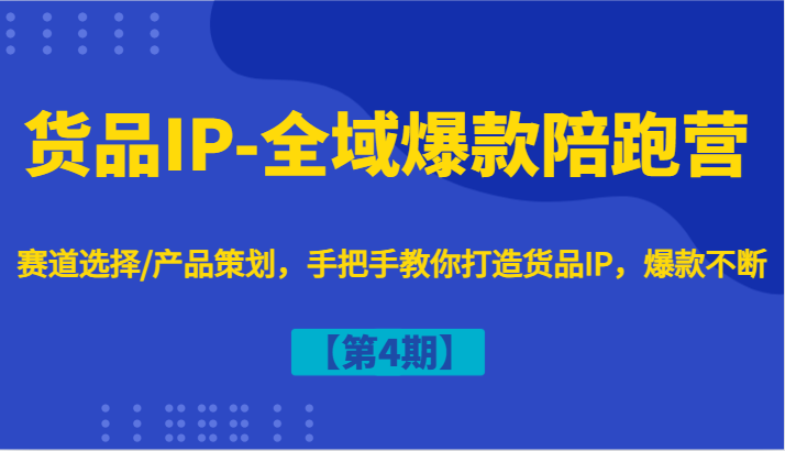 货品IP-全域爆款陪跑营【第4期】赛道选择/产品策划，手把手教你打造货品IP，爆款不断-木白网创