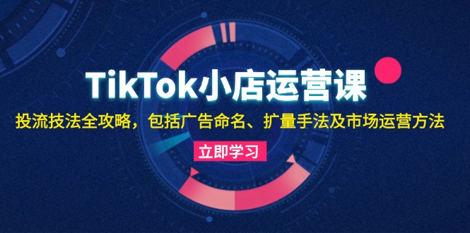 TikTok小店运营课：投流技法全攻略，包括广告命名 扩量手法及市场运营方法-木白网创