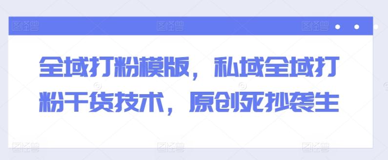 全域打粉模版，私域全域打粉干货技术，原创死抄袭生-木白网创