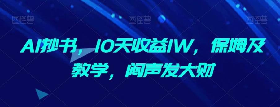 AI抄书，10天收益1W，保姆及教学，闷声发大财-木白网创