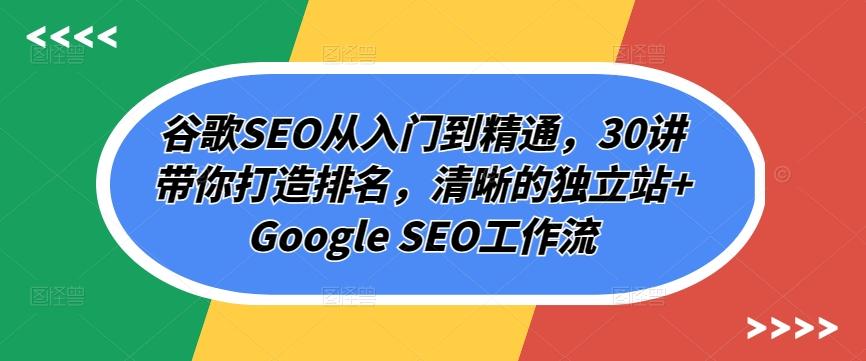 谷歌SEO从入门到精通，30讲带你打造排名，清晰的独立站+Google SEO工作流-木白网创