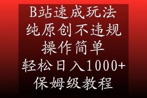 B站速成玩法，纯原创不违规，操作简单，轻松日入1000+，保姆级教程【揭秘】-木白网创