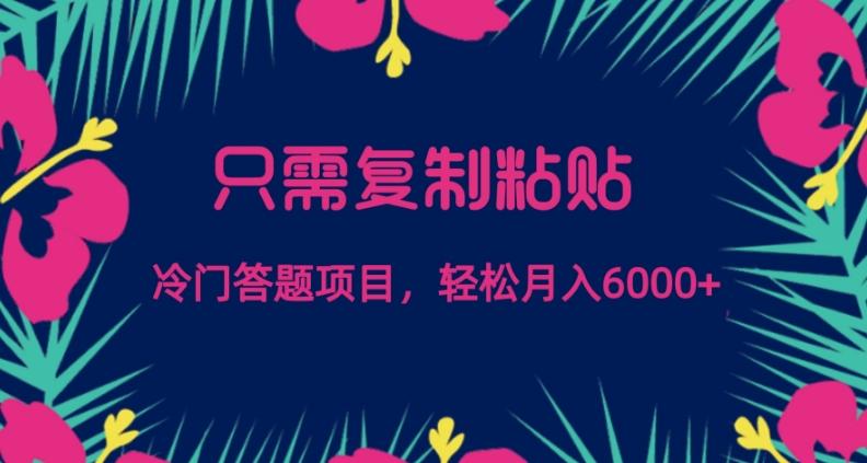 只需复制粘贴，冷门答题项目，轻松月入6000-木白网创
