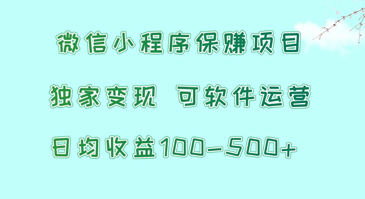 微信小程序保赚项目，日均收益100~500+，独家变现，可软件运营-木白网创