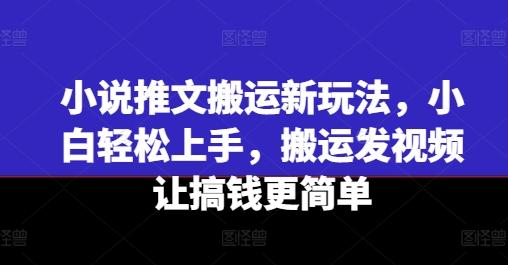 小说推文搬运新玩法，小白轻松上手，搬运发视频让搞钱更简单-木白网创