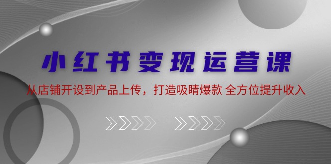 小红书变现运营课：从店铺开设到产品上传，打造吸睛爆款 全方位提升收入-木白网创