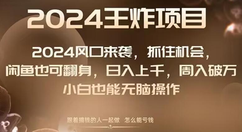 2024风口项目来袭，抓住机会，闲鱼也可翻身，日入上千，周入破万，小白也能无脑操作-木白网创