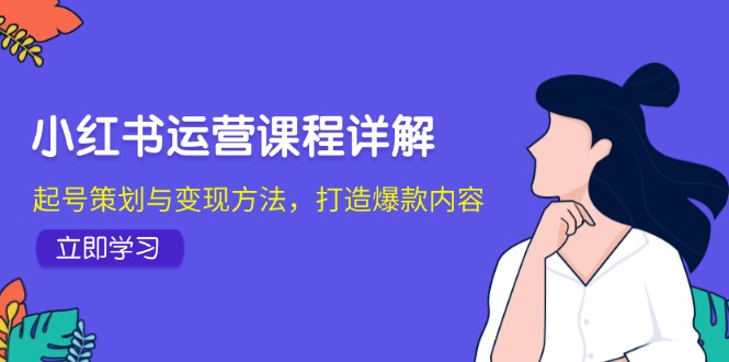 小红书运营课程详解：起号策划与变现方法，打造爆款内容-木白网创