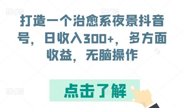 打造一个治愈系夜景抖音号，日收入300+，多方面收益，无脑操作【揭秘】-木白网创