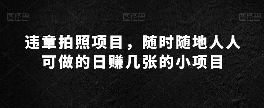 违章拍照项目，随时随地人人可做的日赚几张的小项目-木白网创