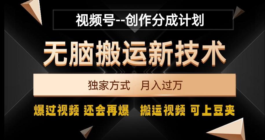 视频号无脑搬运新技术，破原创壕流量，独家方式，爆过视频，还会再爆【揭秘】-木白网创