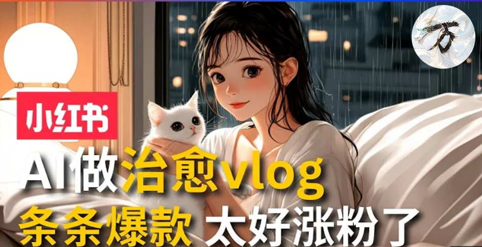 AI治愈系vlog动画视频，小红书1个月轻松涨粉破万，商单报价1500+日入2000+-木白网创