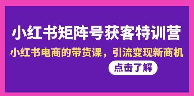 小红书矩阵号获客特训营-第10期，小红书电商的带货课，引流变现新商机-木白网创
