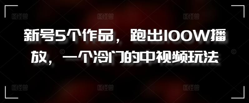 新号5个作品，跑出100W播放，一个冷门的中视频玩法【揭秘】-木白网创