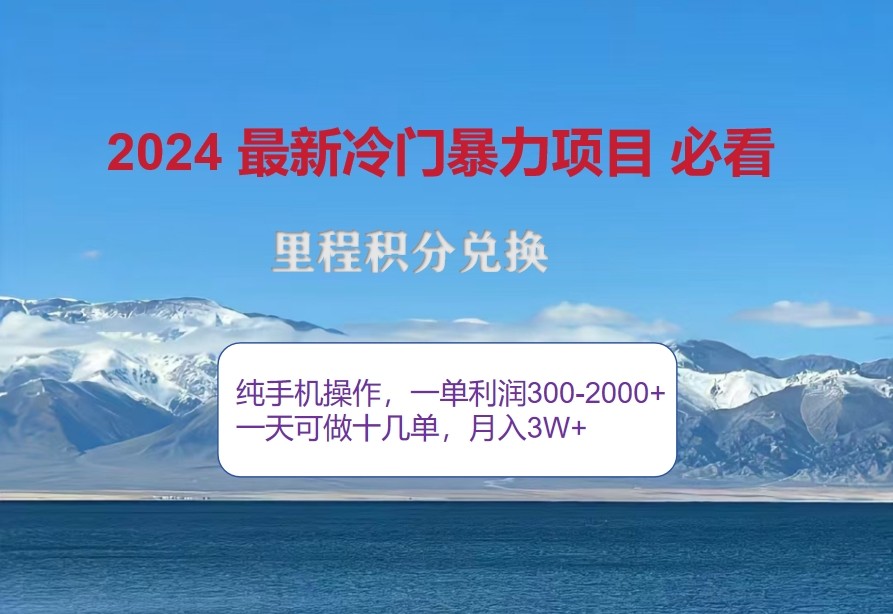 2024惊爆冷门暴利，里程积分最新玩法，高爆发期，一单300+—2000+-木白网创