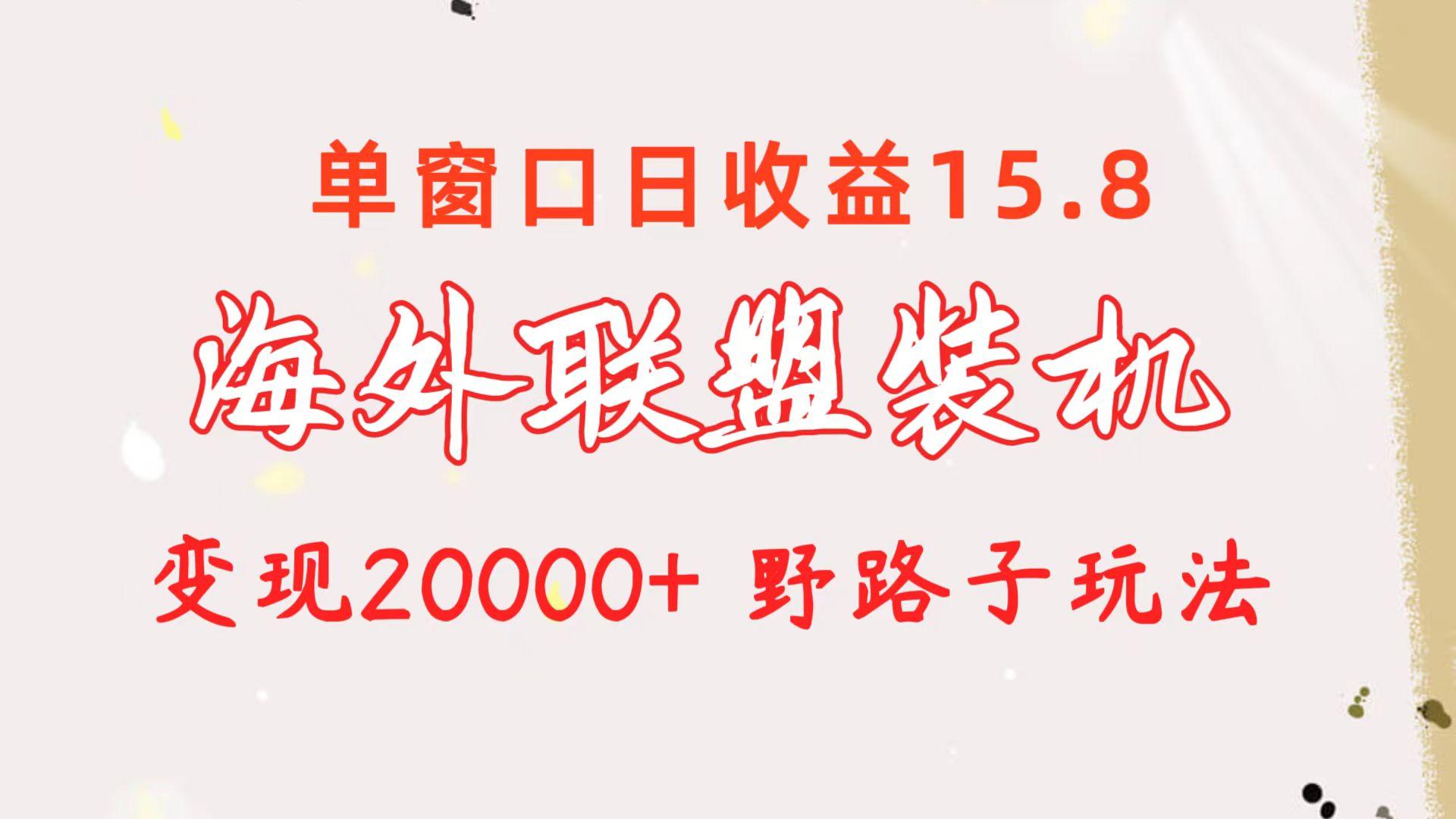 海外联盟装机 单窗口日收益15.8  变现20000+ 野路子玩法-木白网创